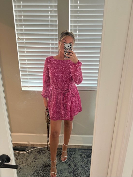 Dress the Population Dresses & Skirts - Dress the Population Fuchsia Tie-Waist Mini Dress
